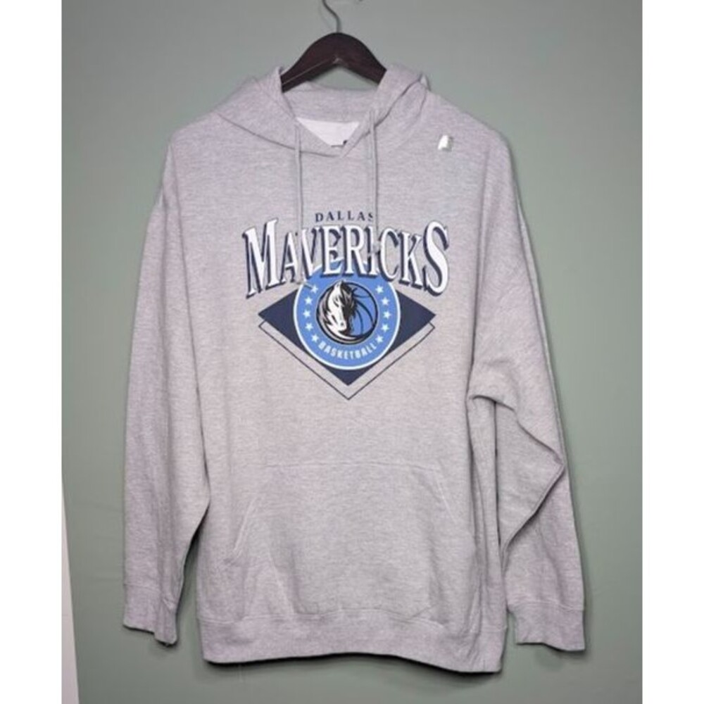 Men's Heather Gray Dallas Mavericks Primary Logo Pullover Hoodie SZ XL